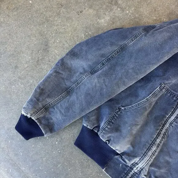 Carhartt Men’s Blue Canvas Hooded Jacket Denim Look USA Mens Size Large 1994 - Picture 5 of 11